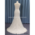 V neckline embroidery front split beaded mermaid diamond wedding gown dress with slit